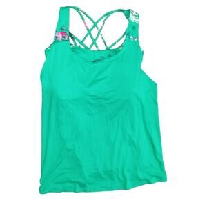[B1] NWOT Crown & Ivy Tropical Green Graphic Tankini, Size Large